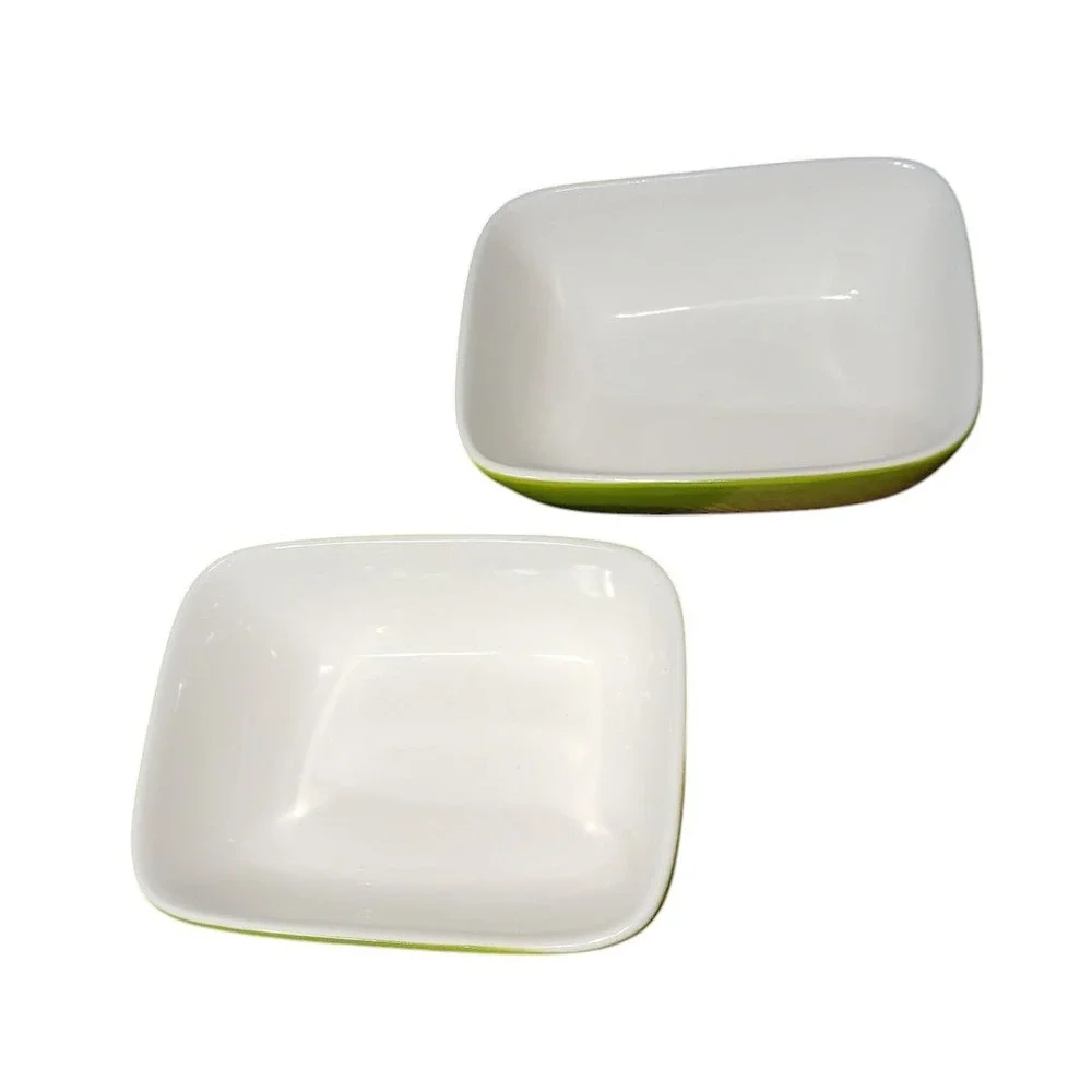 Celebrating Home Stoneware Ceramic 2 Mini Casserole Green Baking Dish 4.75